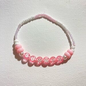 Pink and White Beaded Kids Bracelet